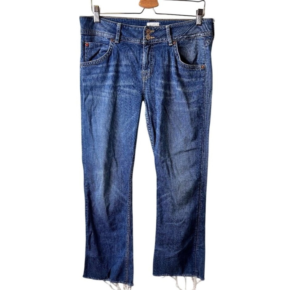 Hudson Signature Petite Bootcut Blue Women 32 Raw Hem Flap Pocket‎ Jeans